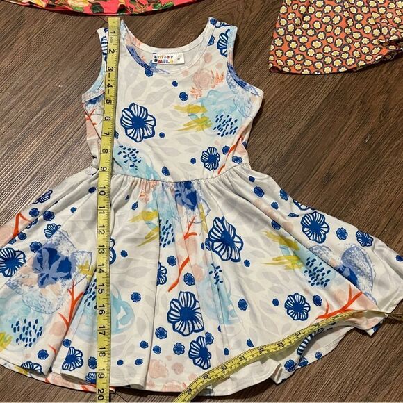 Dot Dot Smile 3 Sleeveless Twirl Floral Pattern Dresses Orange White Blue sz 2T - Picture 10 of 12